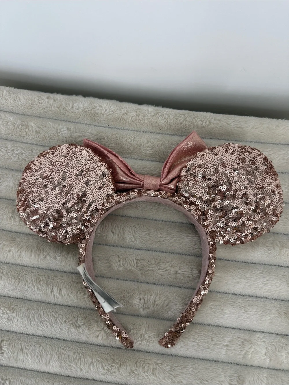 Disney Parks Rose Gold Sequin Minnie Ears Headband
